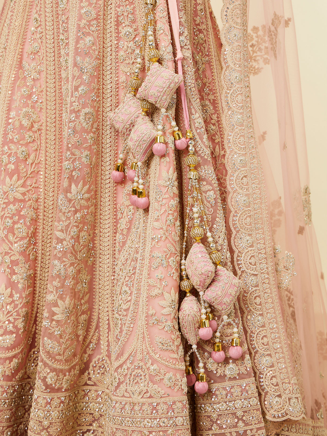 Light Pink Imperial Paisley Patterned Lehenga image number 3